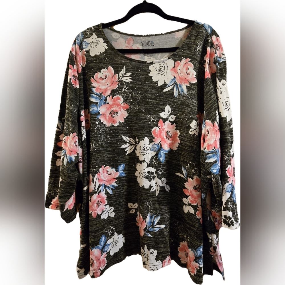 Croft & Barrow Women's Floral Black Top